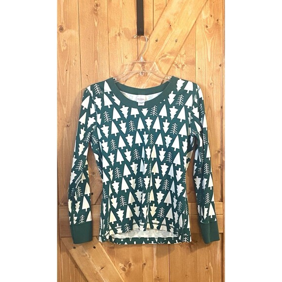 Hanna Andersson Organic Cotton Pajama Set Christmas Trees Holiday Top L Bottom M - Picture 2 of 16